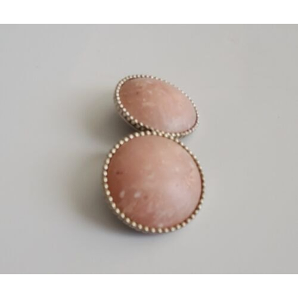 vintage Ellen Designs Silver Tone Pink Button Clip Earrings - Picture 3 of 7